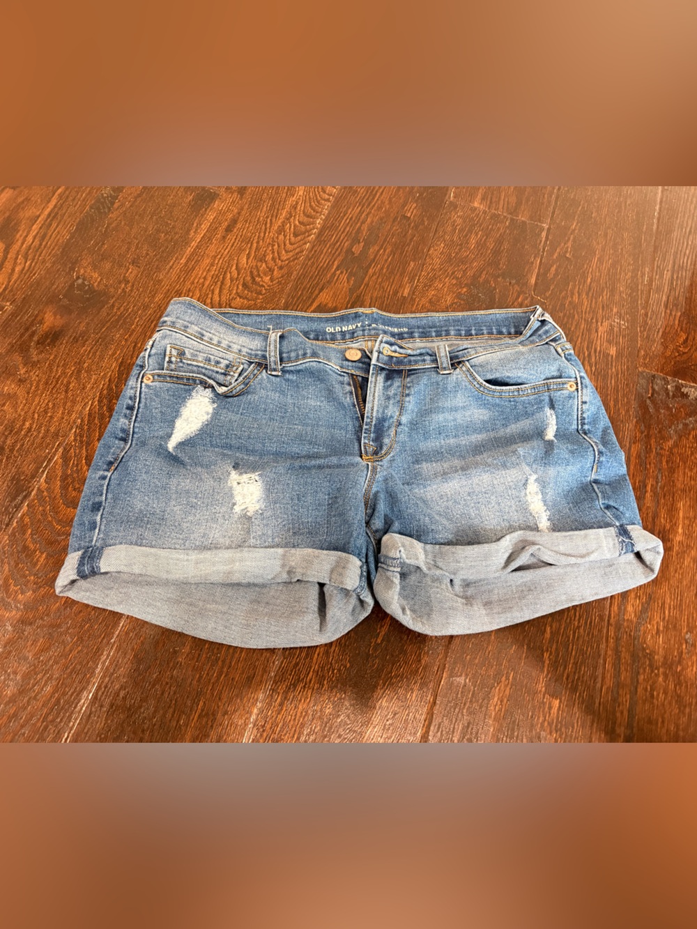 Old Navy Rolled Hem Distressed Denim Shorts - Blue